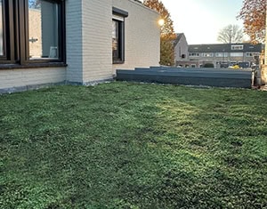 Op de foto het eindresultaat van een van de deelnemende buren, bij het vergroenings project in Boxtel.